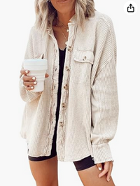 Waffle Knit Button-Down Shacket